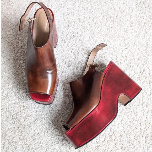 Marni Shoes - Marni Italy Brown Leather Platform Sandals, size 40